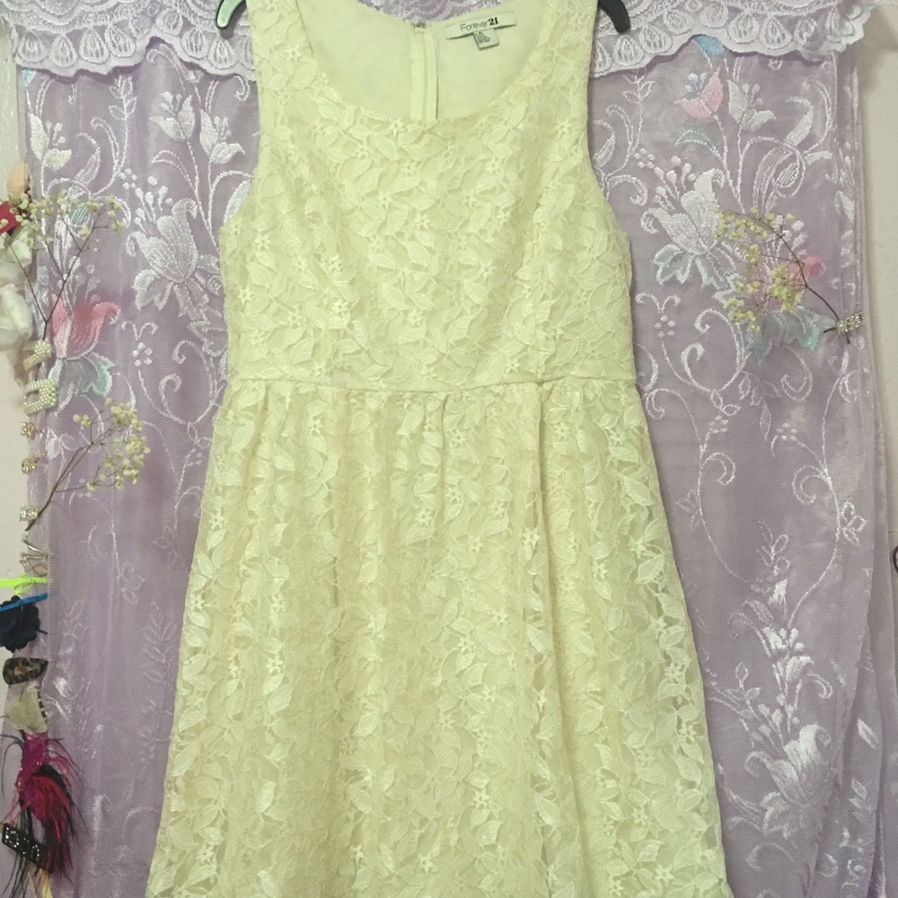Dainty Off White Lace Dress
